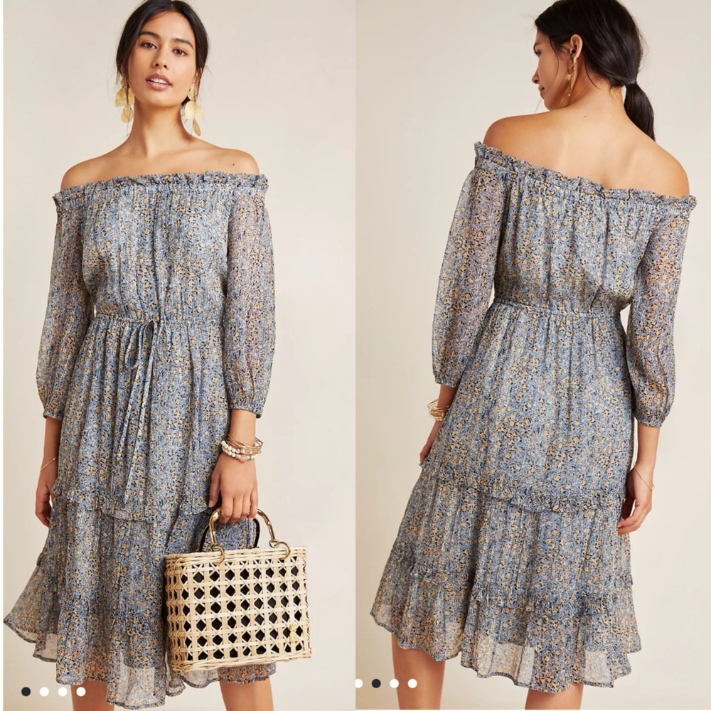 Anthropologie Kira Off-The-Shoulder Peasant Dress Women’s 4